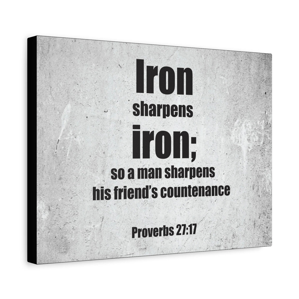 Scripture Canvas Iron Sharpens Iron Proverbs 27:17 Christian Wall Art Bible